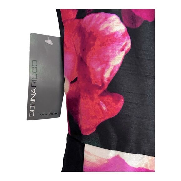 NEW Donna Rico Dress Floral Shantung Fit & Flare Satin Sleeveless Womens 14 - Picture 7 of 8